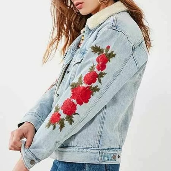 levi denim jacket flowers